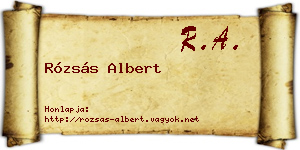 Rózsás Albert névjegykártya